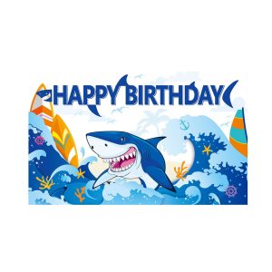 shark happy birthday banner