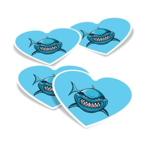 shark heart sticker set