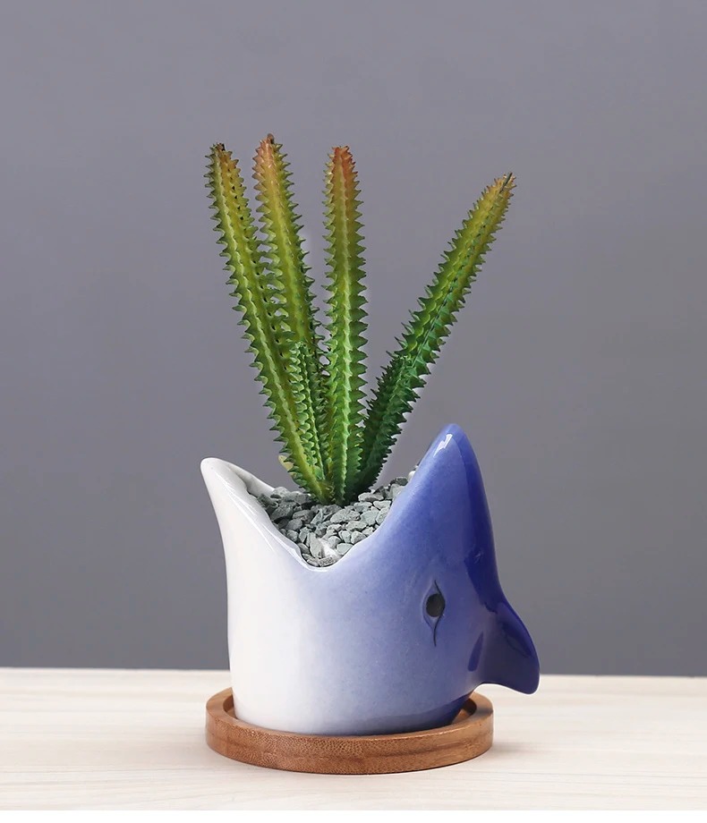 shark planter pot decor